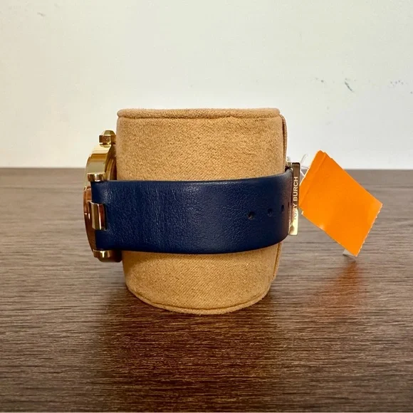 New Tory Burch Women\'s Classic T Navy Leather Strap Watch 36mm New Tory Burch Women main image 3